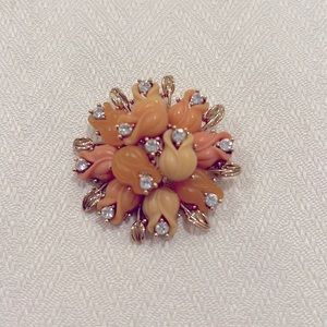 Brooch Gold and multicolored tulips